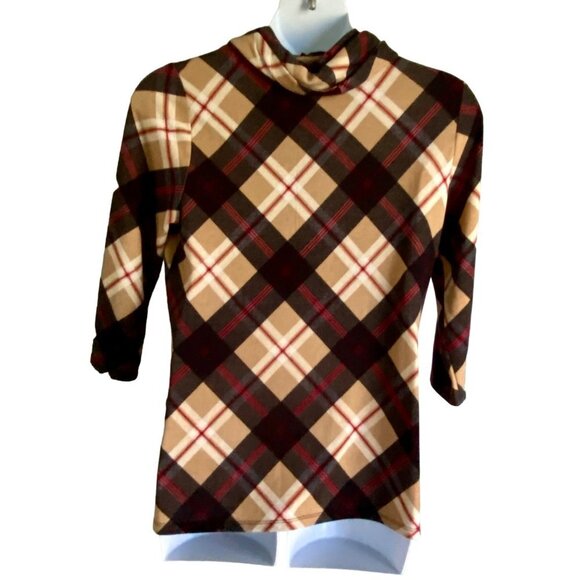 Robert Louis Plaid Tunic Top Cowl Neck Pullover Size Medium NEW NWT - Picture 6 of 10